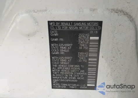 2016 Nissan Rogue S/Sl/Sv from USA, damaged, VIN KNMAT2MV0GP654639